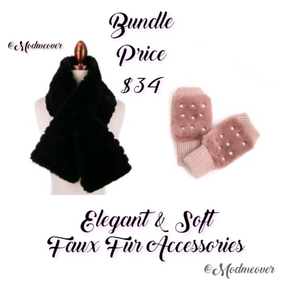 Mod Me Over Accessories - Faux Fur Keyhole Scarf & Fingerless Gloves NEW